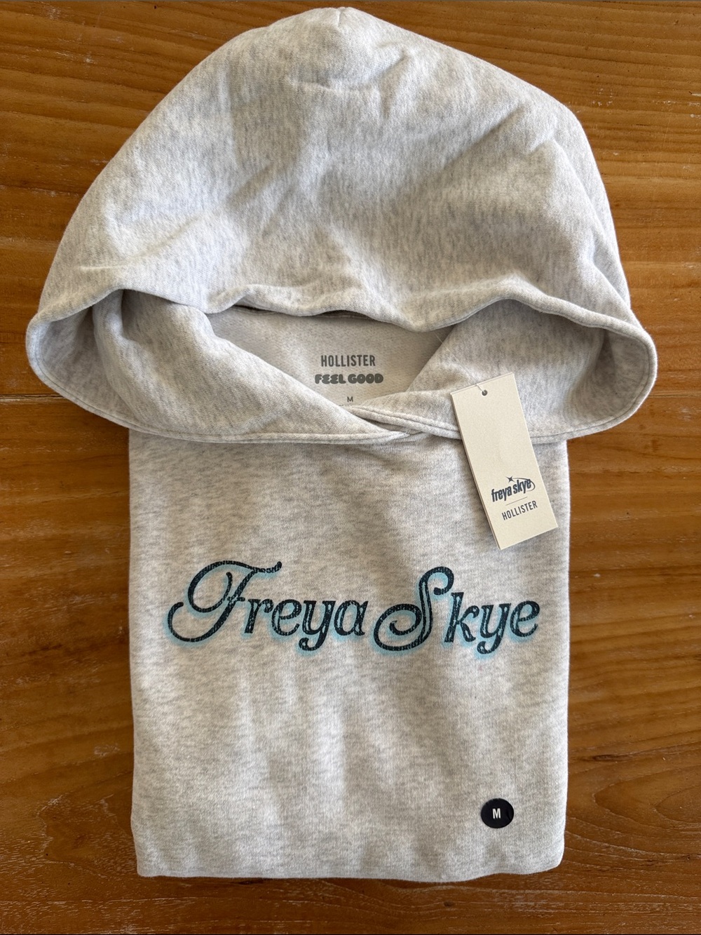 Hollister Freya Skye Light Gray Feel Good Hoodie Size M